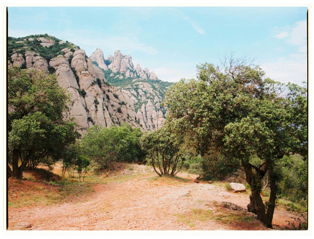 Explore the stunning Montserrat mountains with lush greenery and unique rock formations.